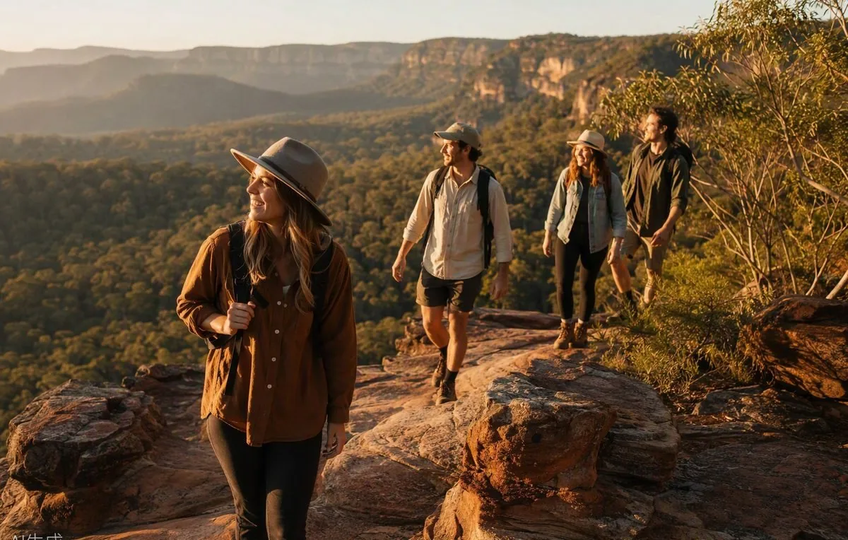 Walkers on a bushwalk trail toward a lookout